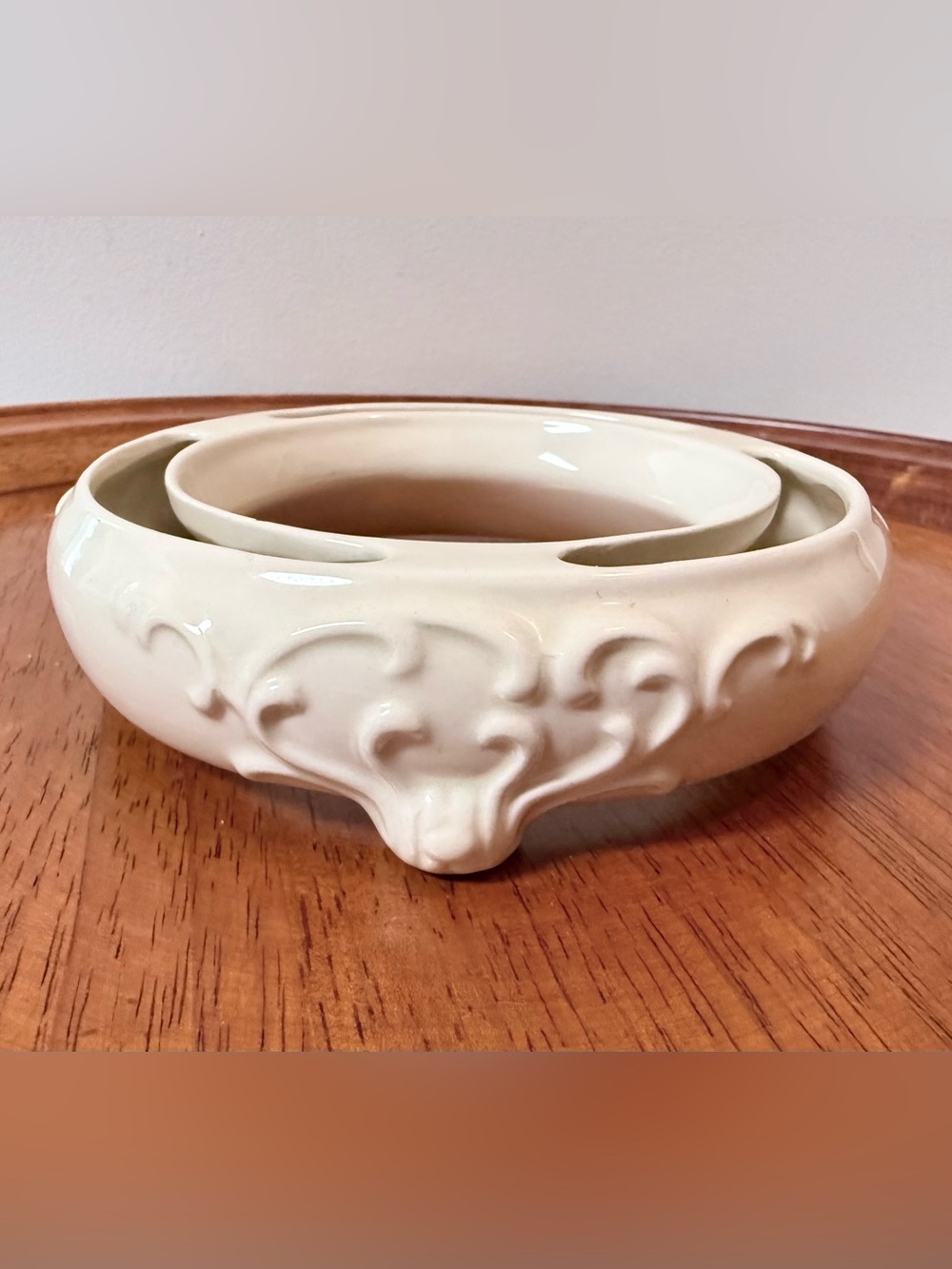 Vintage Goebel Germany Circular White Flower Frog Centerpiece